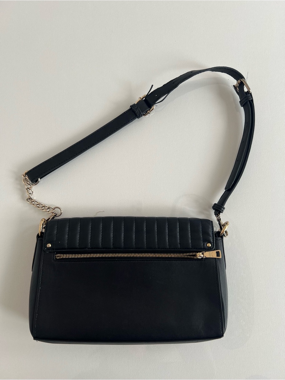 Black Quilted Shoulder Bag with Gold Hardware - Picture 4 of 10